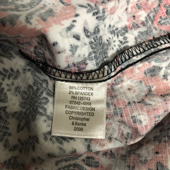 Christopher and Banks Jacket Womens Size Medium Floral Stretch Red Black Snaps - Picture 6 of 8